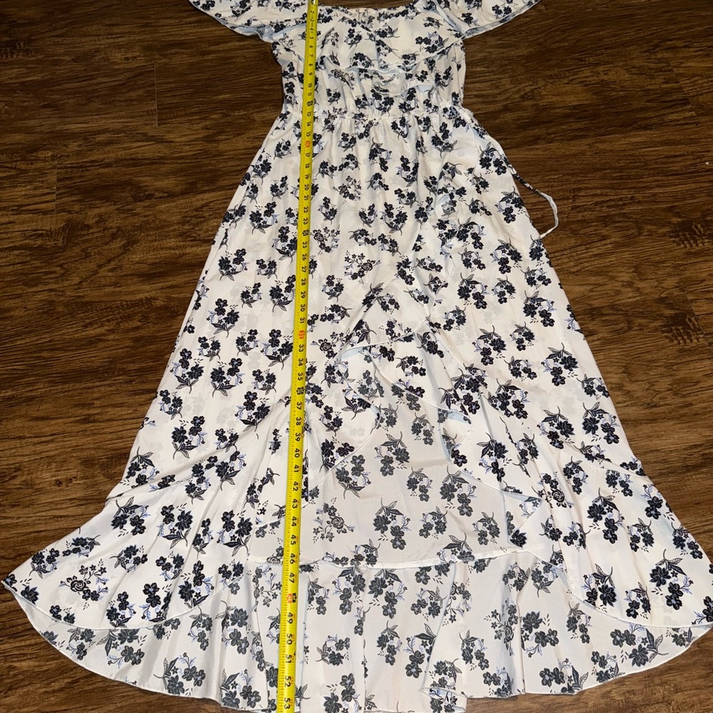 White and Navy Blue Floral Dress